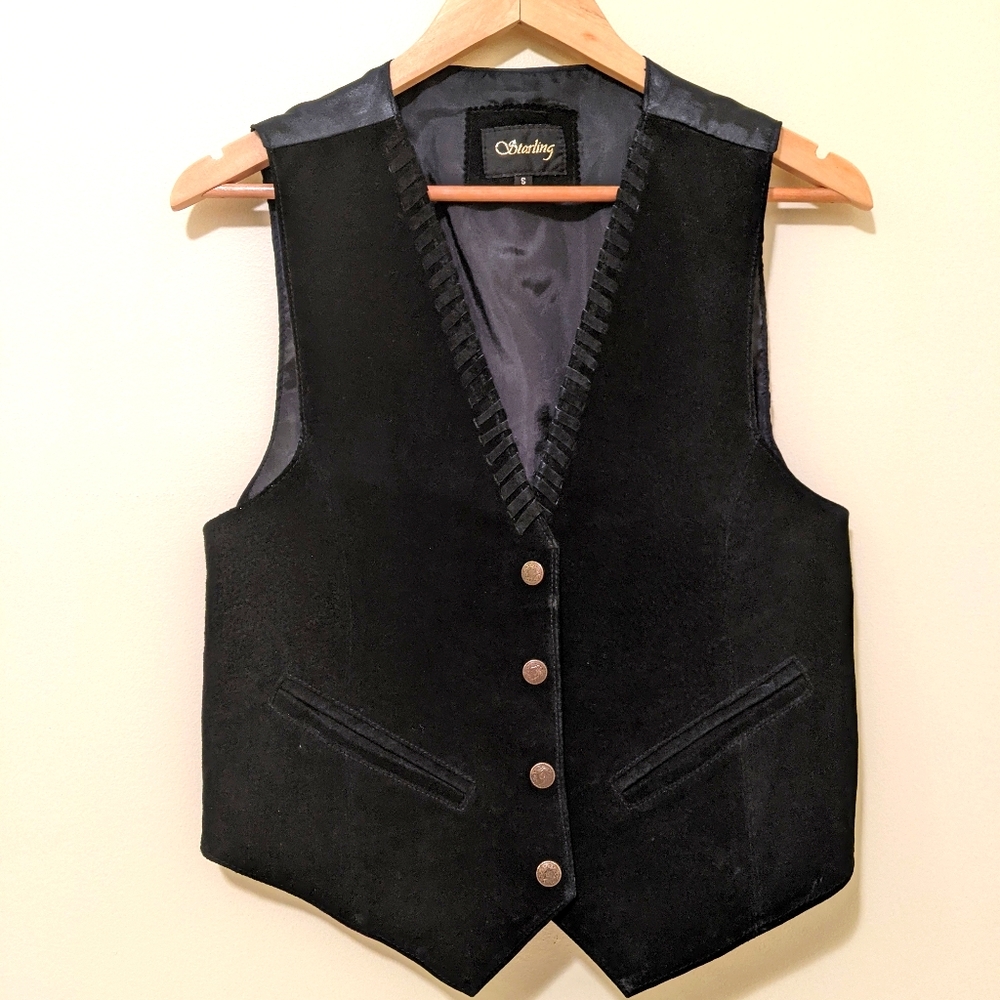 Starling Black Leather Vest Size Small